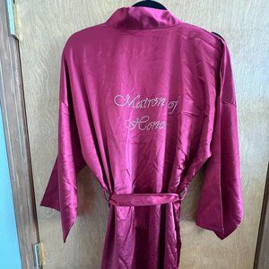 Womens Bathrobe Bridal Matron of Honor Bridesmaids Plus Size XL Burgundy Wine